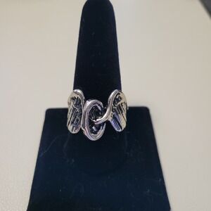 Polished‎ Wheels And Wings Biker Ring Size 11.5 Silver Tone